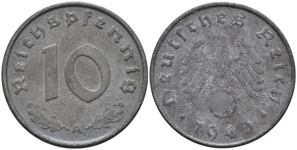 Германия 10 рейхспфеннигов 1943 A KM 101, J.371 цинк 4151-216