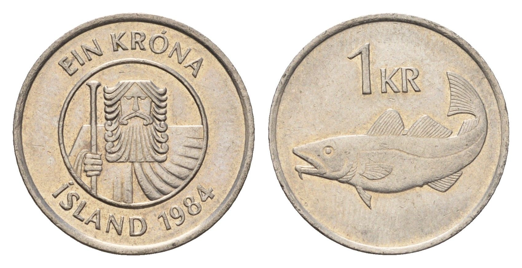 Исландия 1 крона 1984 треска KM 27 медно-никель 4687-829