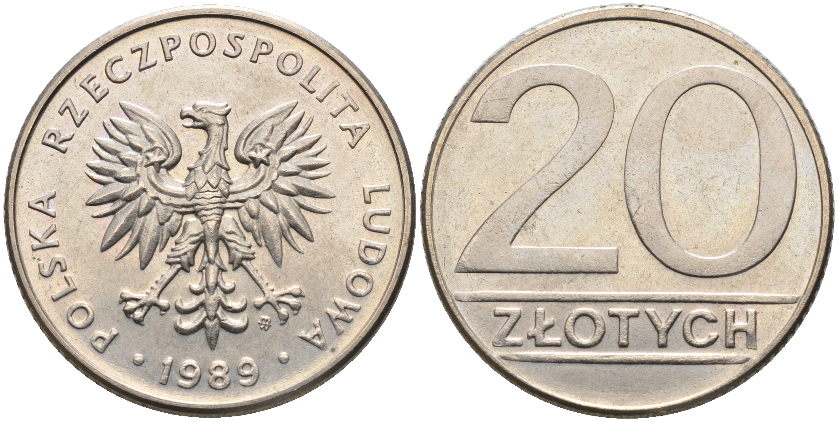 ПОЛЬША 20 ЗЛОТЫХ 1989 MW KM 153.2 медно-никель 4566-411