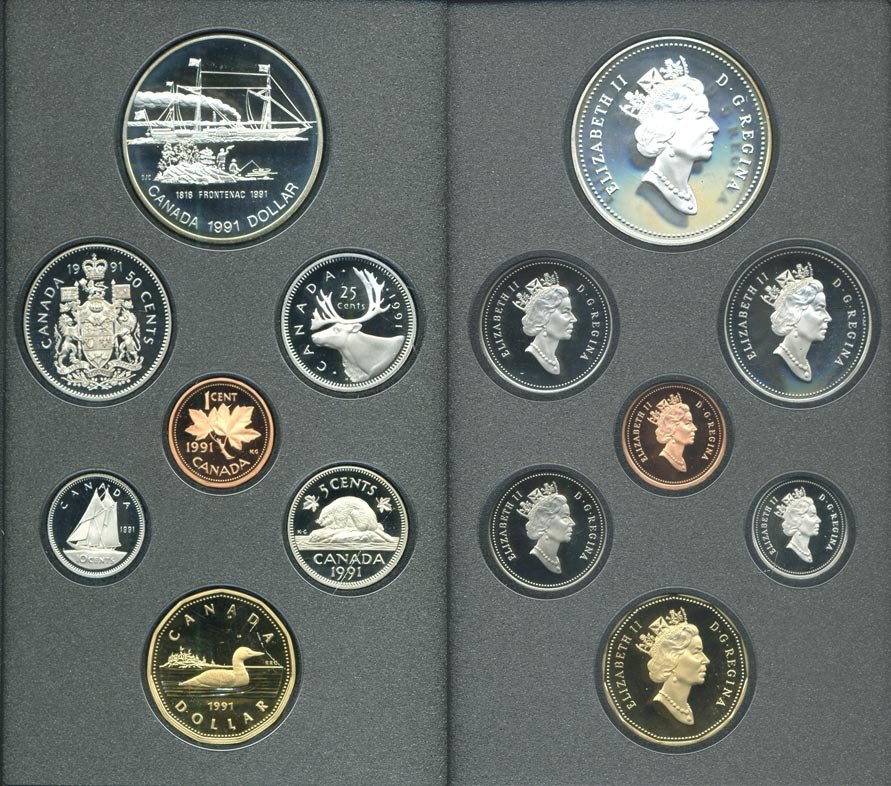 Канада набор из 7 монет  1991 175 лет первому пароходу "Фронтенак", оригинальная коробка и сертификат    PROOF  5-5-1-04