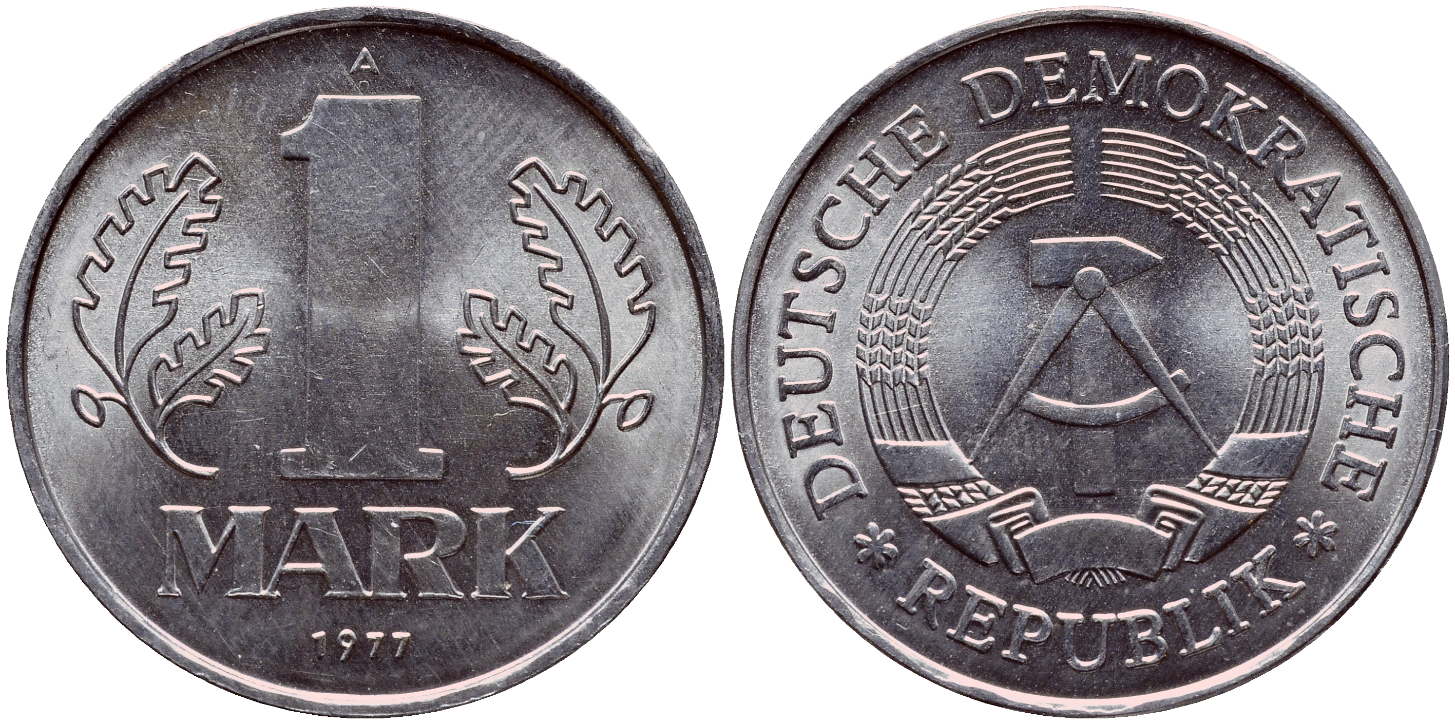 ГДР 1 МАРКА 1977 А KM 35.2 алюминий UNC 1523-215