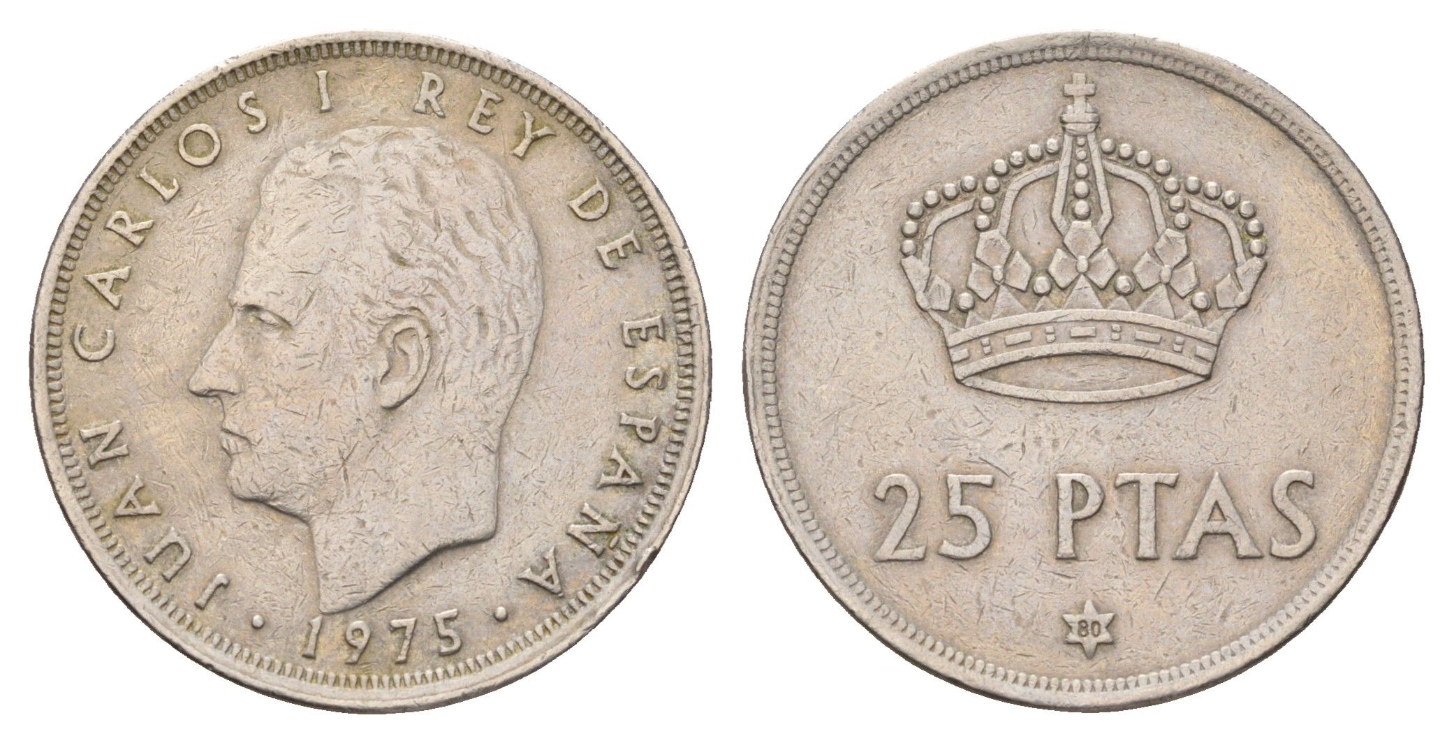 Испания 25 песет 1975 (80) Хуан Карлос I (1975-2014) KM 808 медно-никель 183-224