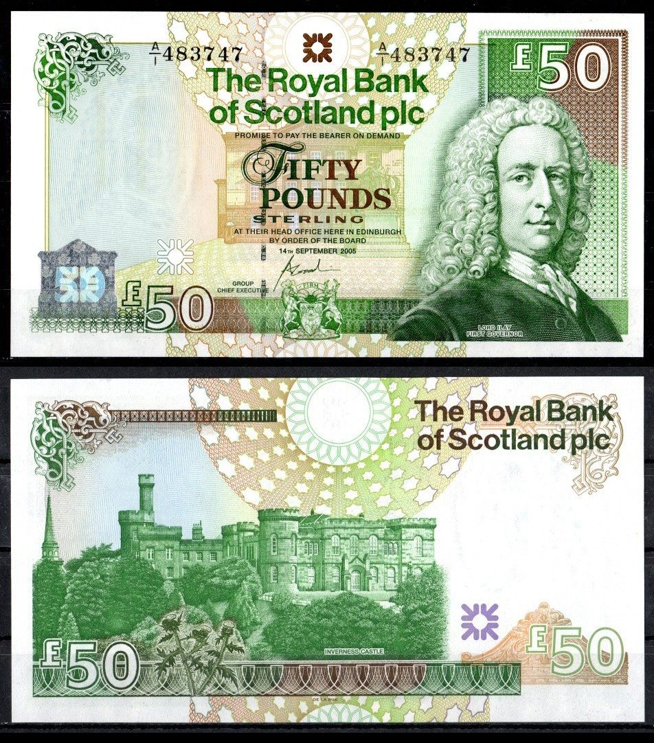 Шотландия 50 фунтов 2005 Лорд Илай, Замок Инвернесс Pick 367 бумага UNC (пресс) 451-824-2