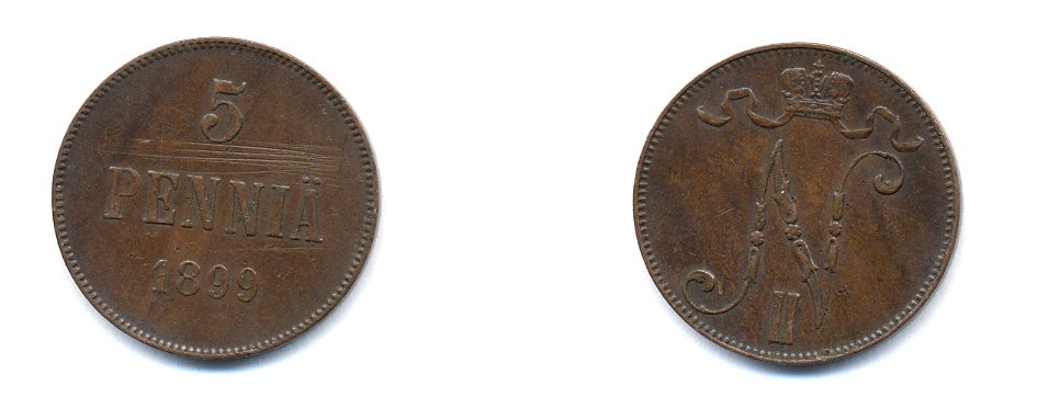 Россия для Финляндии 5 пенни 1899 Биткин 444 медь 51-1035