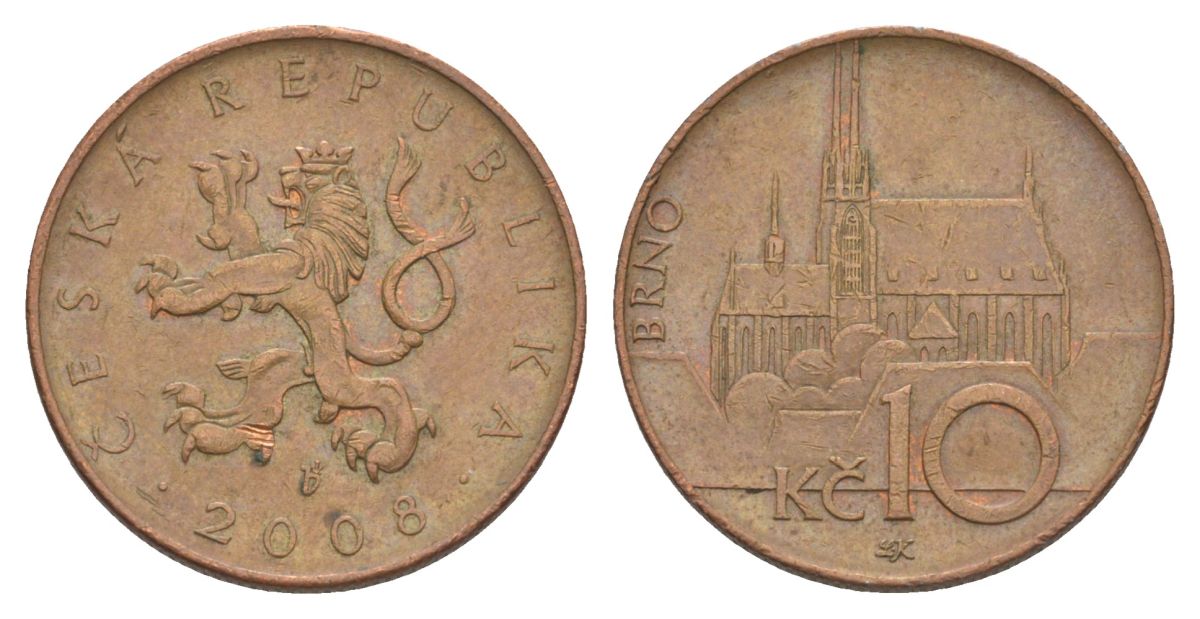 Чехия 10 крон 2008 KM 4 сталь плакированная медью 4633-724