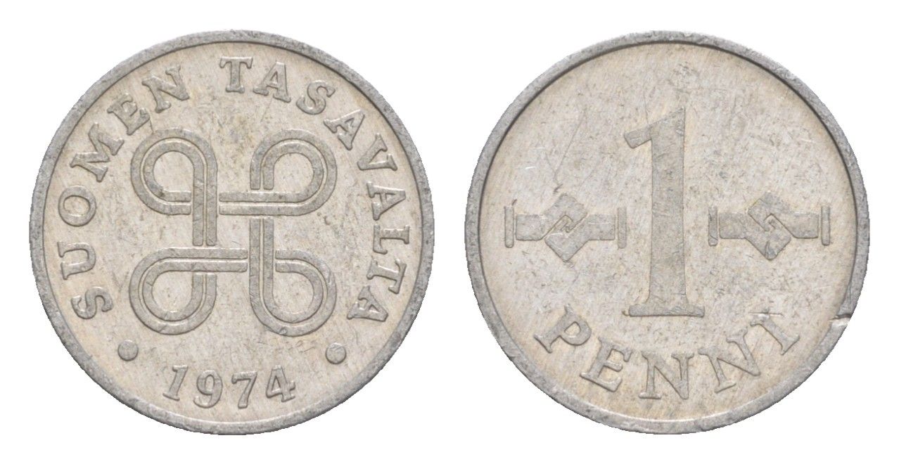 Финляндия 1 пенни 1974 KM 44a алюминий 4647-241