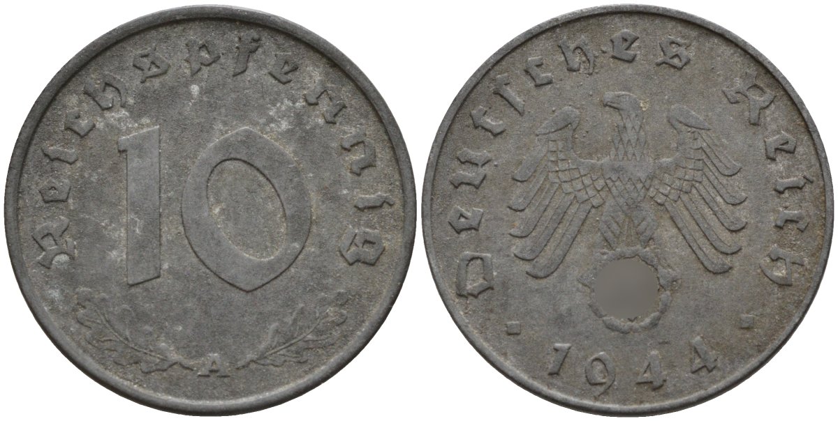 Германия 10 рейхспфеннигов 1944 A KM 101, J.371 цинк 4151-261