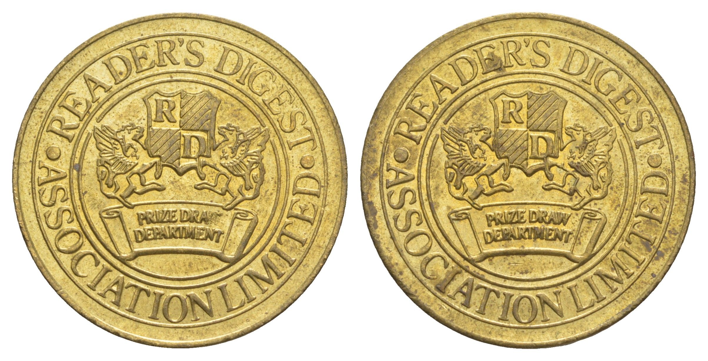 Нидерланды рекламный жетон - Ридерз дайджест ND диаметр 31 мм, вес 9 гр латунь UNC 4645-716