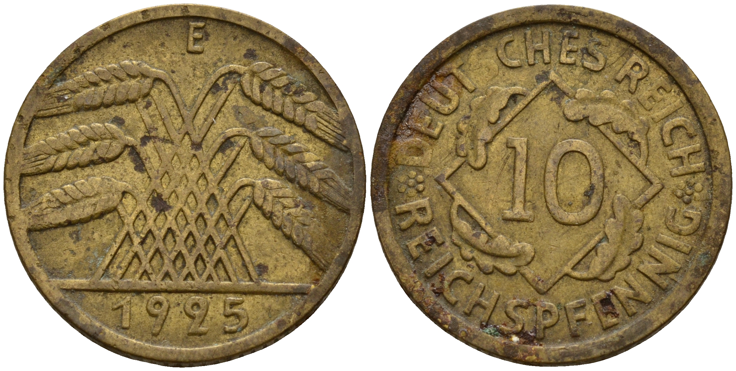 Германия 10 рейхспфеннигов 1925 E J. 317, KM 40 алюминиевая бронза    4603-812