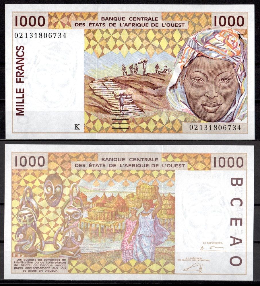 Западная Африка, Сенегал 1000 франков 2002 Pick 711 Kl бумага UNC (пресс) 7214-20-2-1