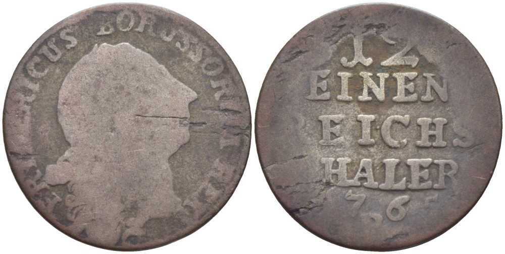ПРУССИЯ 1/12 ТАЛЕРА 1765 В, ФРИДРИХ II (1740-1786) КМ 298 серебро 4390-1131