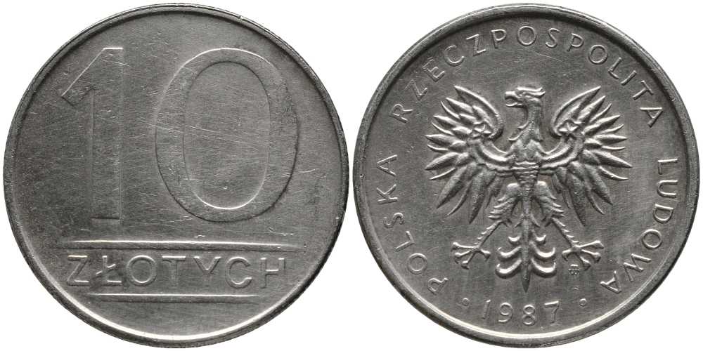 Польша 10 злотых 1987 MW KM 152.1, Parchimowicz 243d медно-никель 113-1017