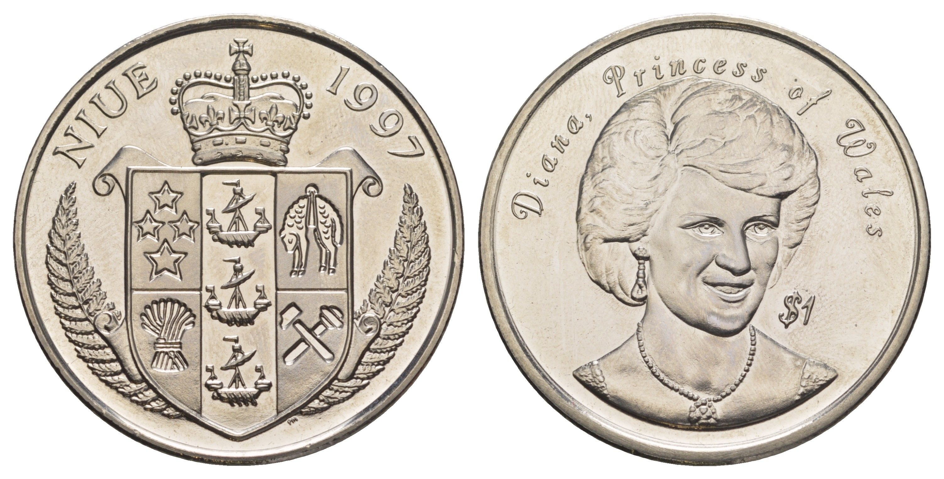 Ниуэ 1 доллар 1997 Диана - Принцесса Уэльская KM 88 медно-никель BU 3896-645