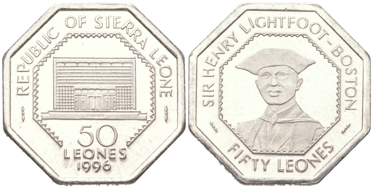 Сьерра-Леоне 50 леоне 1996 KM 45 сталь плакированная никелем PROOF 1527-345