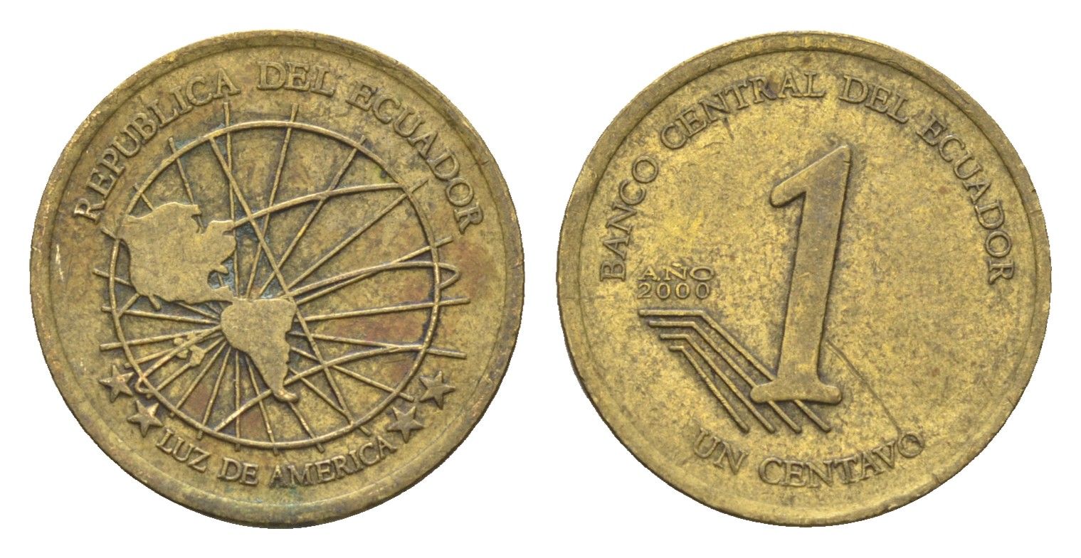 Эквадор 1 сентаво 2000 KM 104 латунь 4664-422