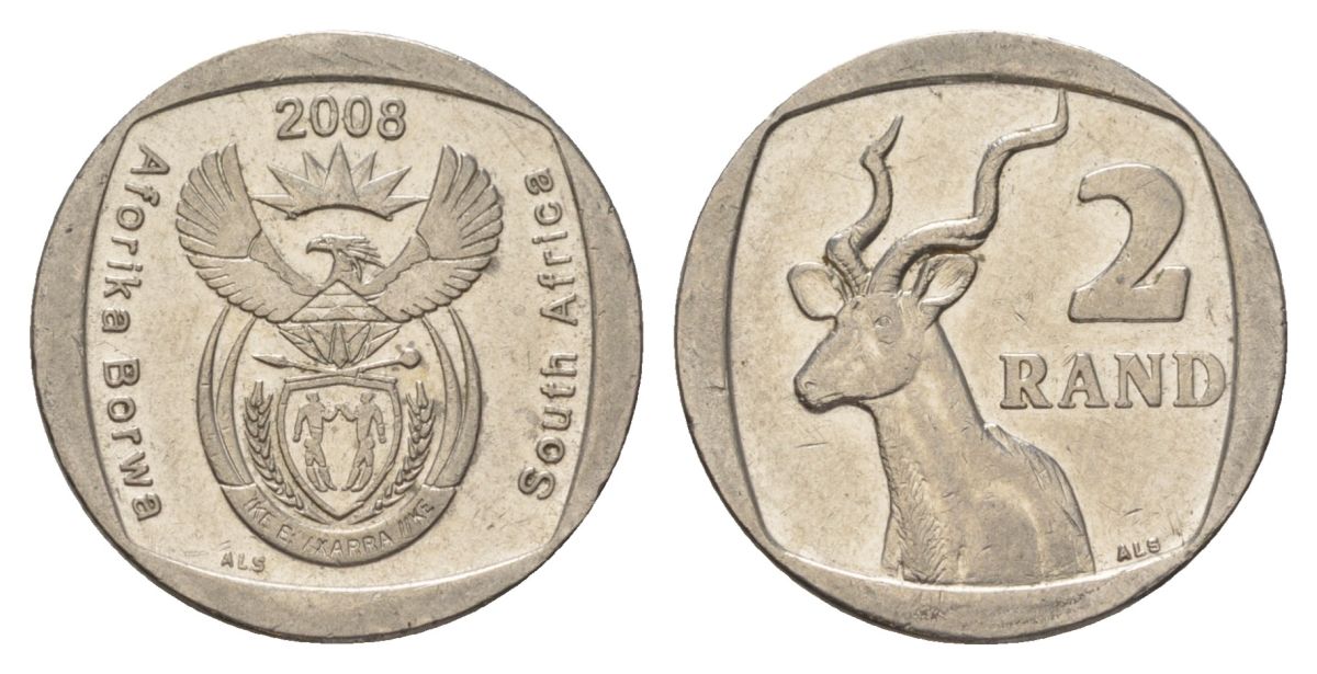 ЮАР 2 ранда 2008 KM 445 медь плакированная никелем 4628-223