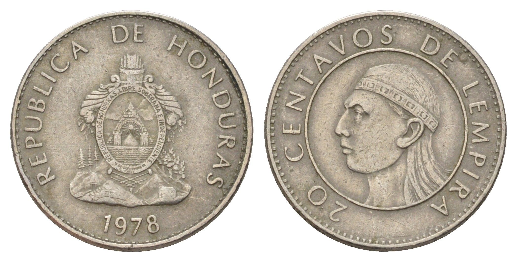 Гондурас 20 сентаво 1978 KM 83 медно-никель 3955-748