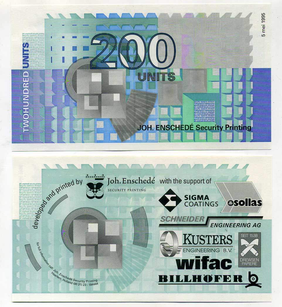 НИДЕРЛАНДЫ 200 УНИТ ND ОБРАЗЕЦ ПЕЧАТИ бумага UNC (пресс) 6293-58-2