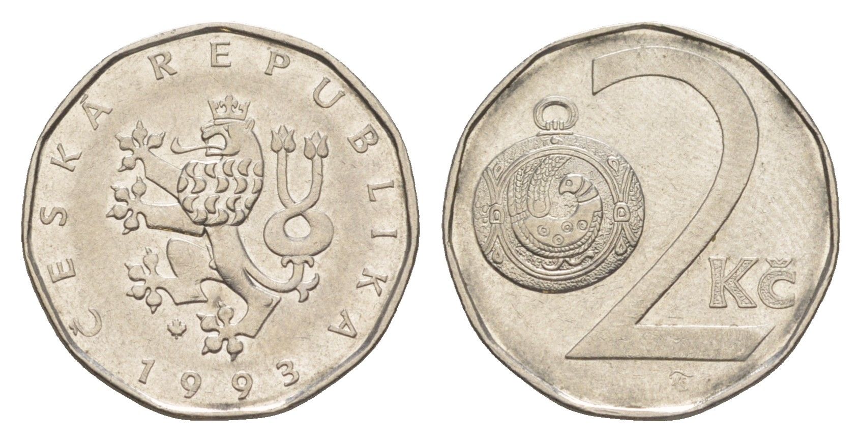 Чехия 2 кроны 1993 KM 9 сталь плакированная никелем 4381-956
