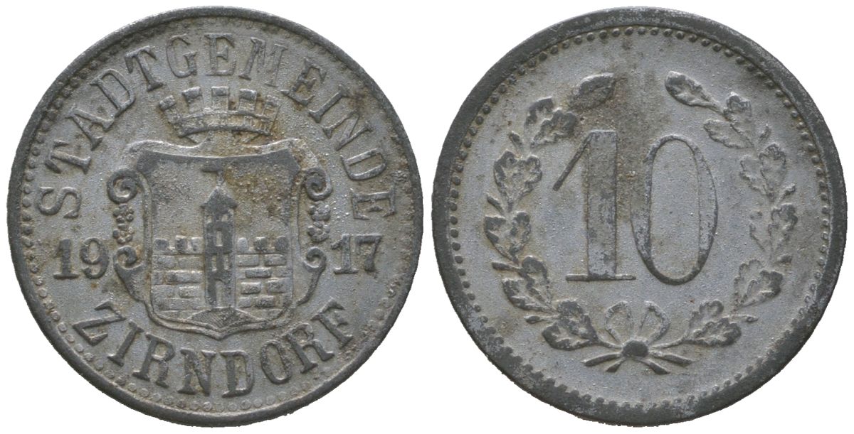 Цирндорф (Бавария) 10 пфеннигов 1917 Funck 626.2, Men18 35138.2 цинк 4588-725