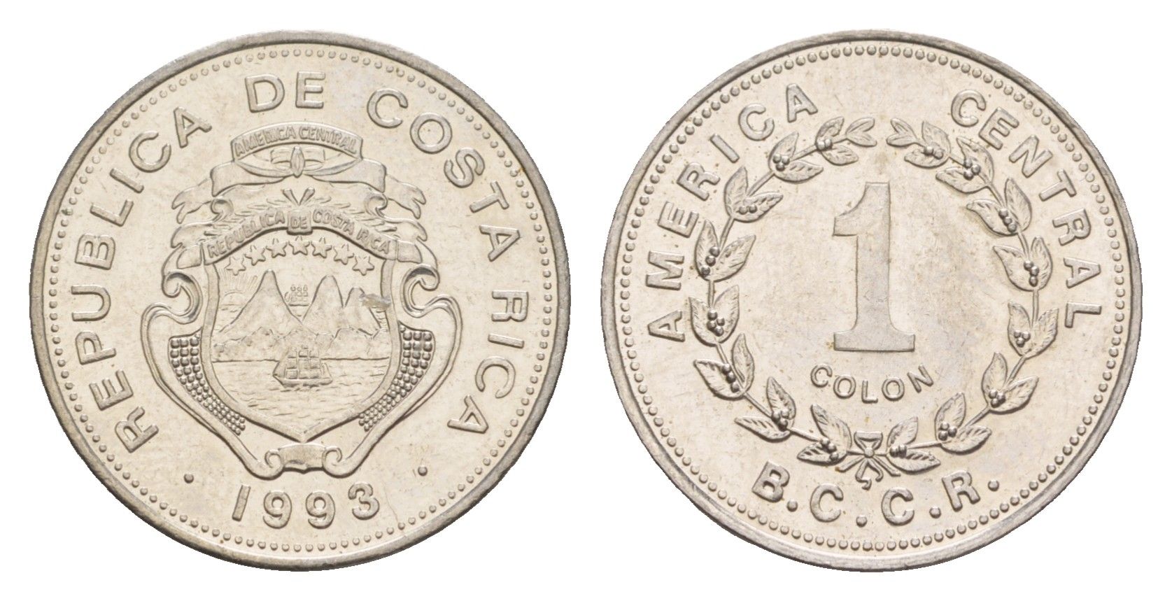 Коста-Рика 1 колон 1993 KM 210 нержавеющая сталь UNC 4656-955