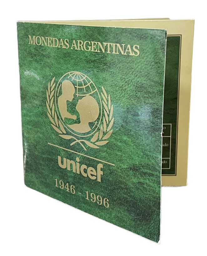 Аргентина набор из 2 монет 1996 50 лет UNICEF (1946-1996), в оригинальном блистере KM 119, 120 биметалл  UNC  3-6-6-29