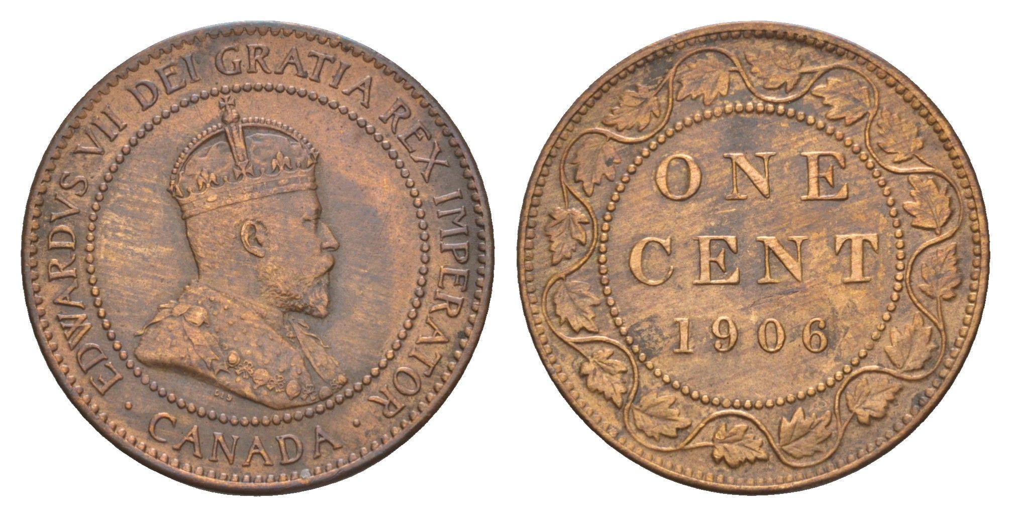 Канада 1 цент 1906 Эдуард VII (1901-1910) KM 8 бронза aUNC 1518-1431