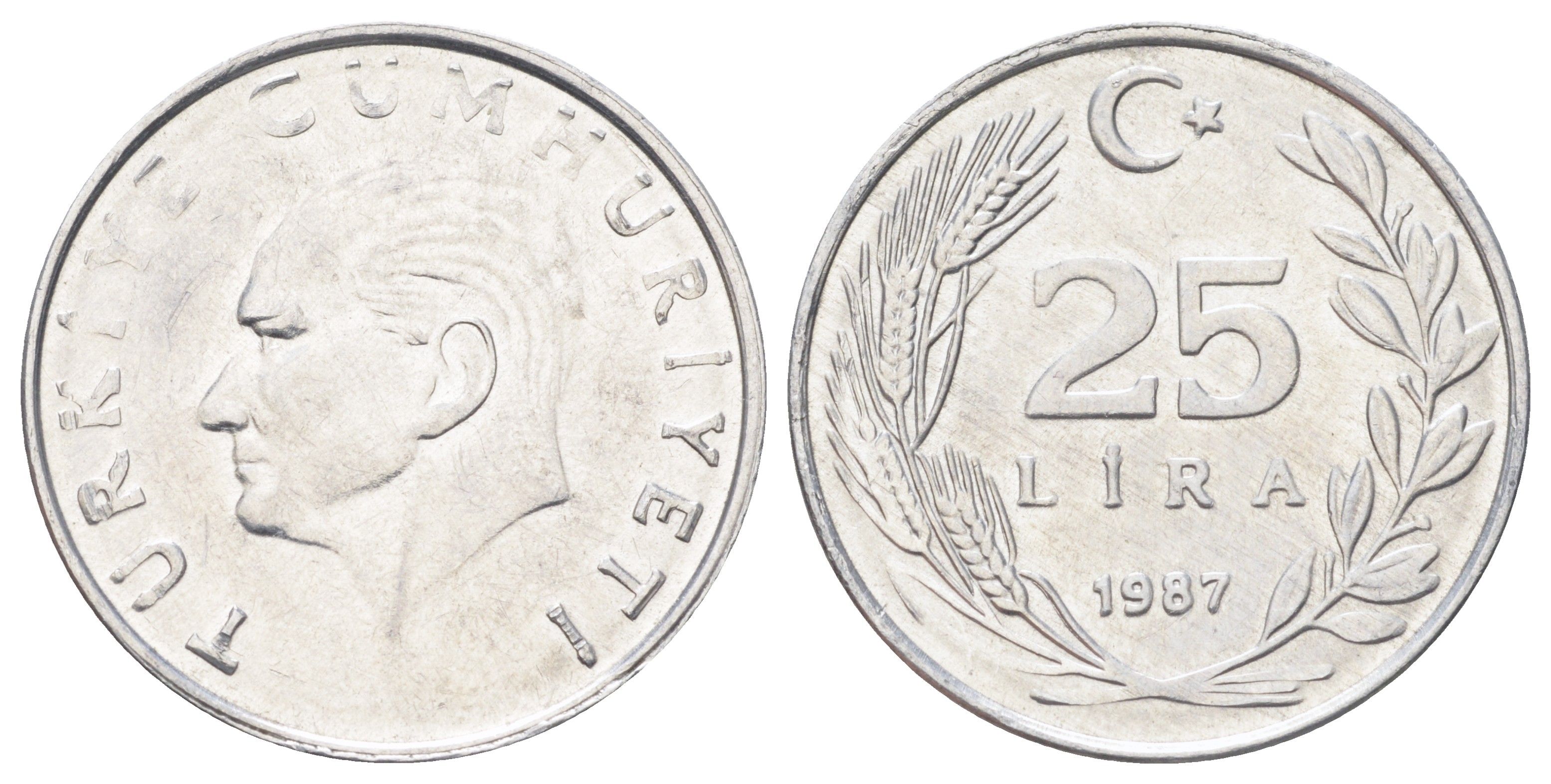 Турция 25 лир 1987 Кемаль Ататюрк KM 975 алюминий UNC 4699-1234