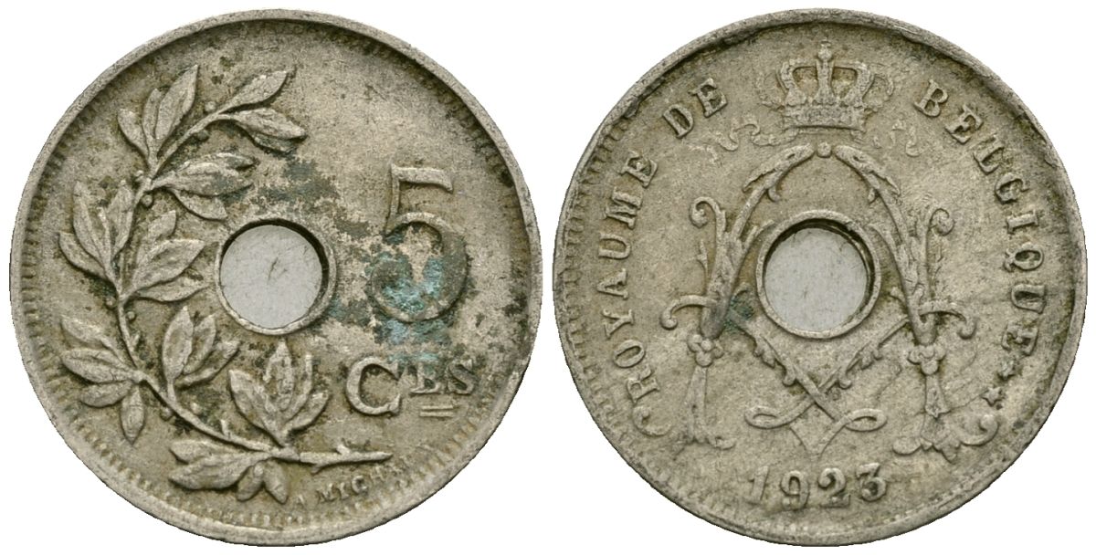 Бельгия 5 сантимов 1923 Belgique KM 66 медно-никель 4173-518