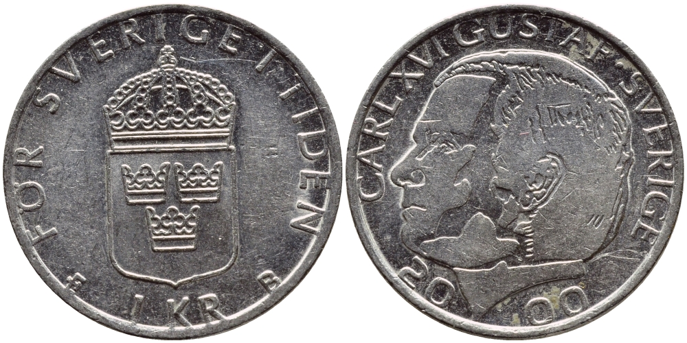 Швеция 1 крона 2000 Карл XVI Густав (1973- ) KM 852а медно-никель 60-736