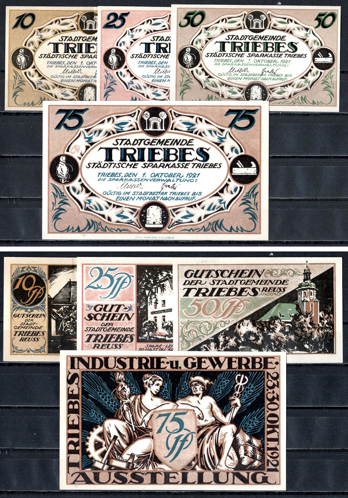 Трибес (Ройсс) набор из 4 нотгельдов 1920 7555-49-2-2