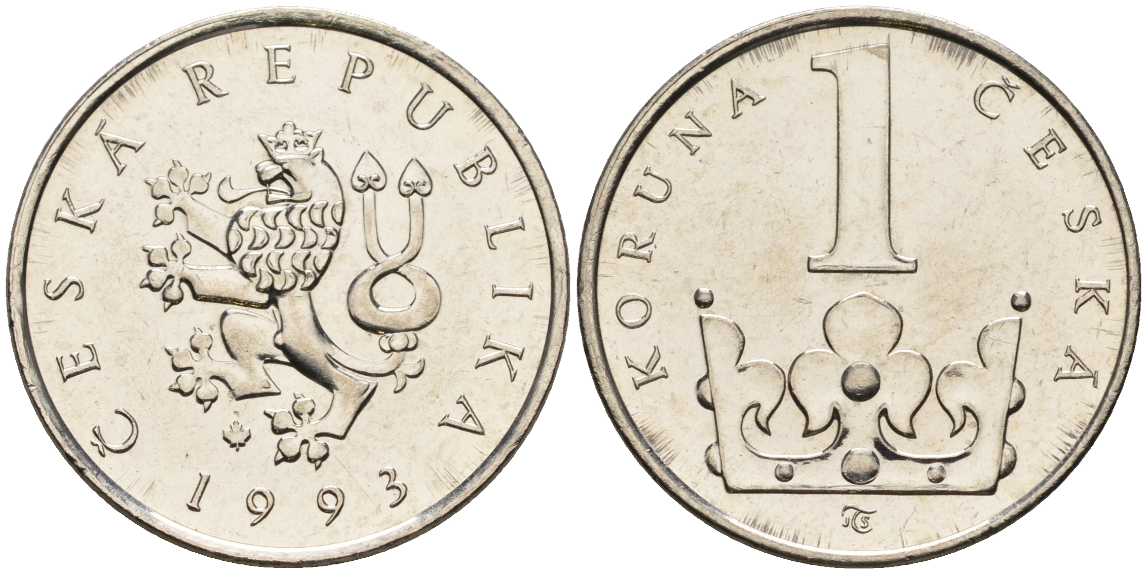 Чехия 1 крона 1993  KM 7  сталь плакированная никелем  08-524