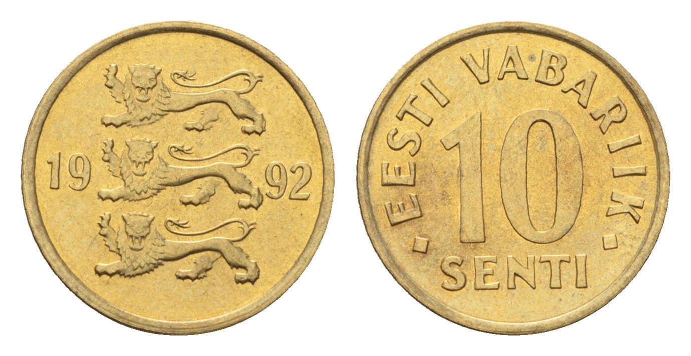 Эстония 10 сентов 1992 KM 22 латунь UNC 4668-633