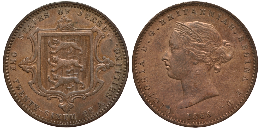 Джерси 1/26 шиллинга 1866 Виктория (1837-1901) KM 4 бронза 650-415