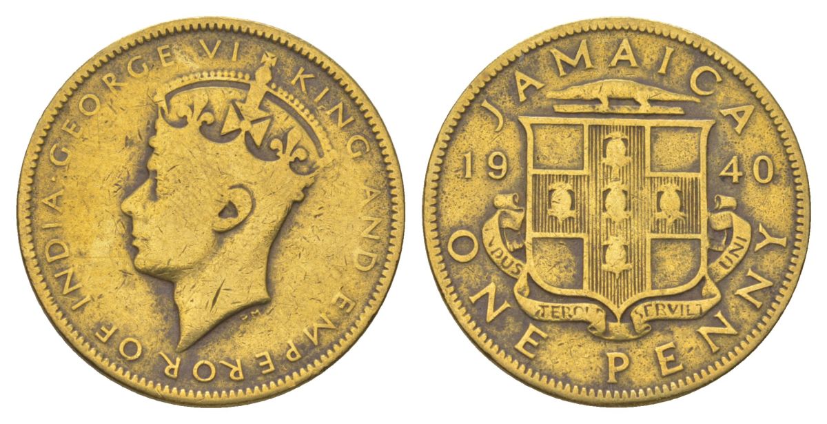 Ямайка 1 пенни 1940 KM 32 никель латунь 4628-435