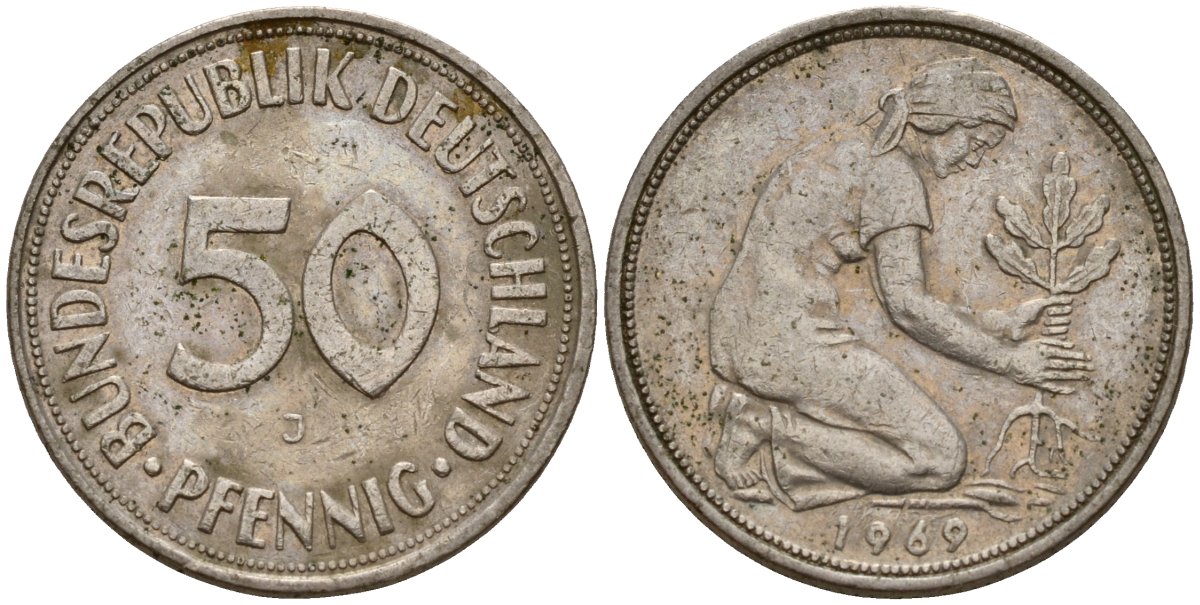ФРГ 50 пфеннигов 1969 D KM 109, J. 384 медно-никель 4189-852