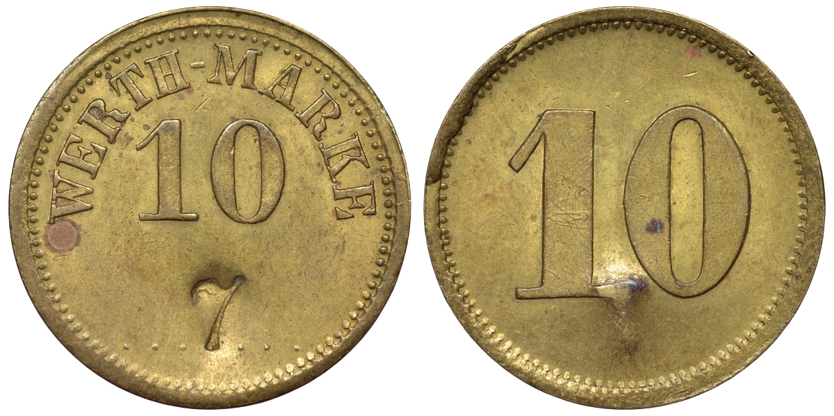 Германия 10 пфеннигов ND жетон стоимости, нотгельд латунь 4119-816