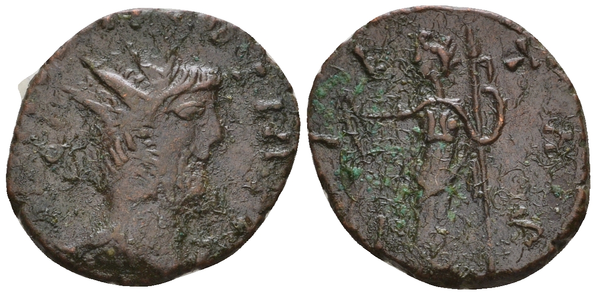 Римская Империя, императоры в Галлии антониниан 270 - 271 Викторин, IMP C VICTORINVS P F AVG, бюст императора / SALVS AVG, Салюта, персонификация Здоровья, локальная чеканка в Галлии RIC 71 биллон 1073-25-84