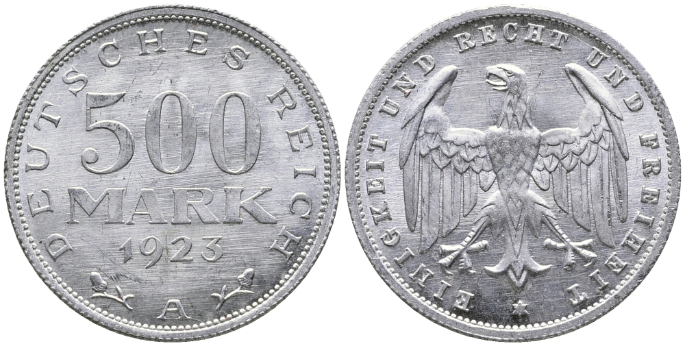 ГЕРМАНИЯ 500 МАРОК 1923 А KM 36, J. 305 алюминий 38-315