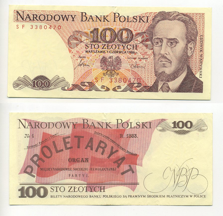 ПОЛЬША 100 ЗЛОТЫХ 1986 1 ИЮНЯ 1986, ЛЮДВИГ ВАРИНСКИЙ Pick 143e бумага 6294-56-4