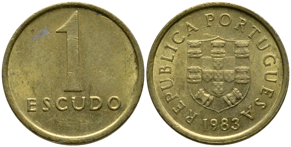 ПОРТУГАЛИЯ 1 ЭСКУДО 1983 KM 614 никель латунь 08-1348
