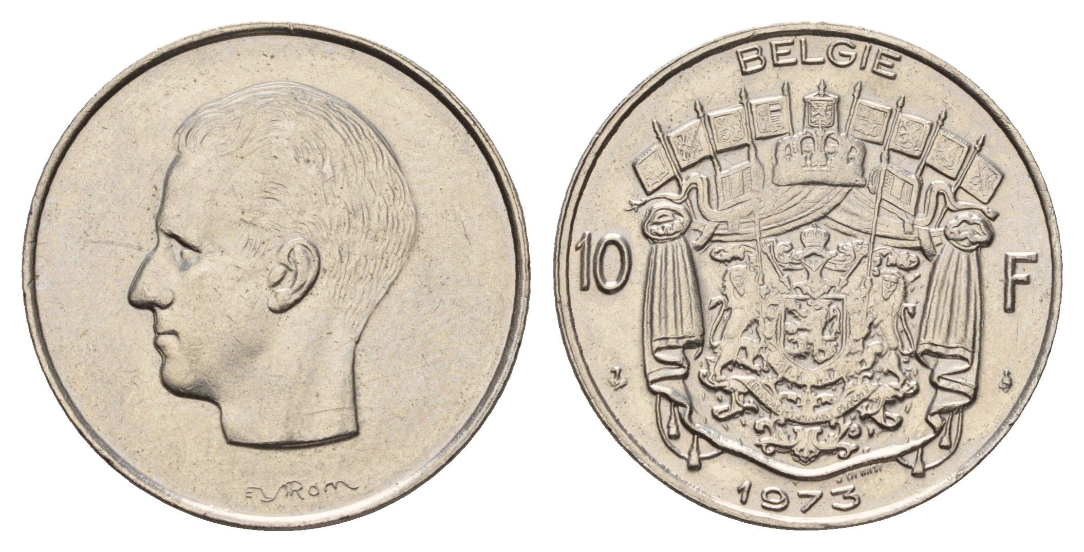 Бельгия 10 франков 1973 Belgie, Бодуэн I (1951-1993) KM 156 никель 3459-856
