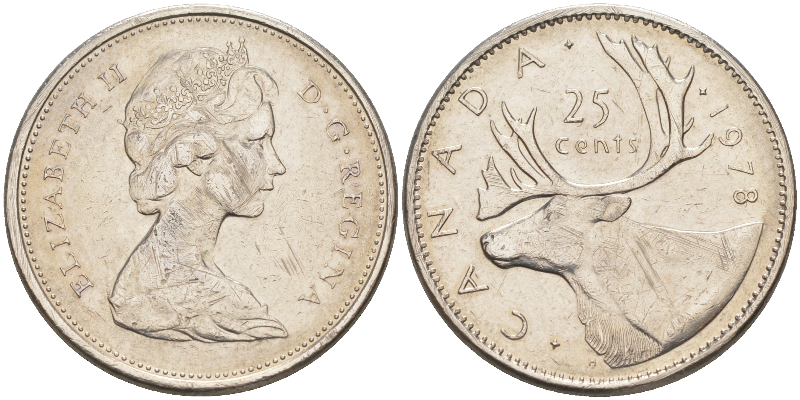 КАНАДА 25 ЦЕНТОВ 1978 ЕЛИЗАВЕТА II KM 62b никель 190-456