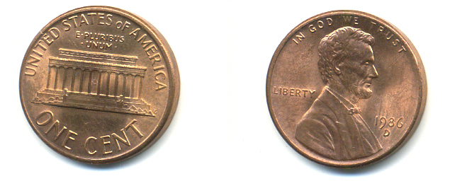 США 1 ЦЕНТ 1986 D ЛИНКОЛЬН KM 201b цинк плакированный медью 179-417