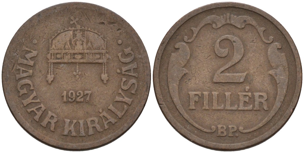Венгрия 2 филлера 1927 BP KM 506 бронза 4115-1066