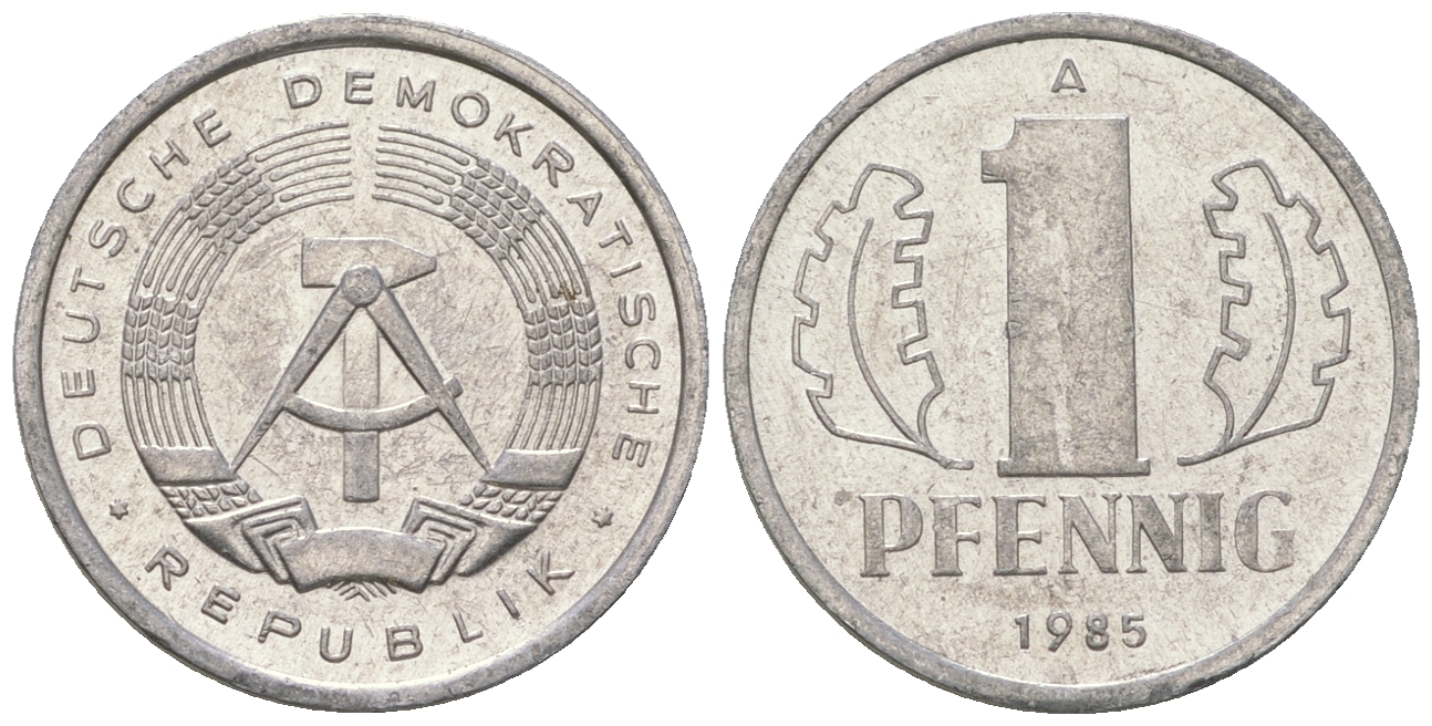 ГДР 1 пфенниг 1985 А KM 8.2 алюминий 4651-136