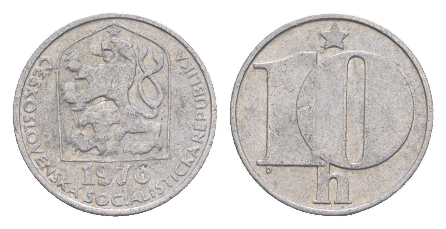 Чехословакия 10 геллеров 1976 KM 80 алюминий 4396-1036