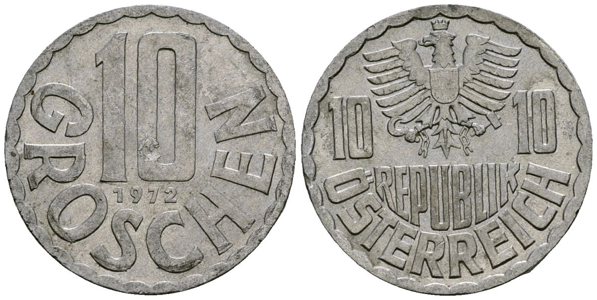 Австрия 10 грошей 1972 KM 2878 алюминий 4135-245