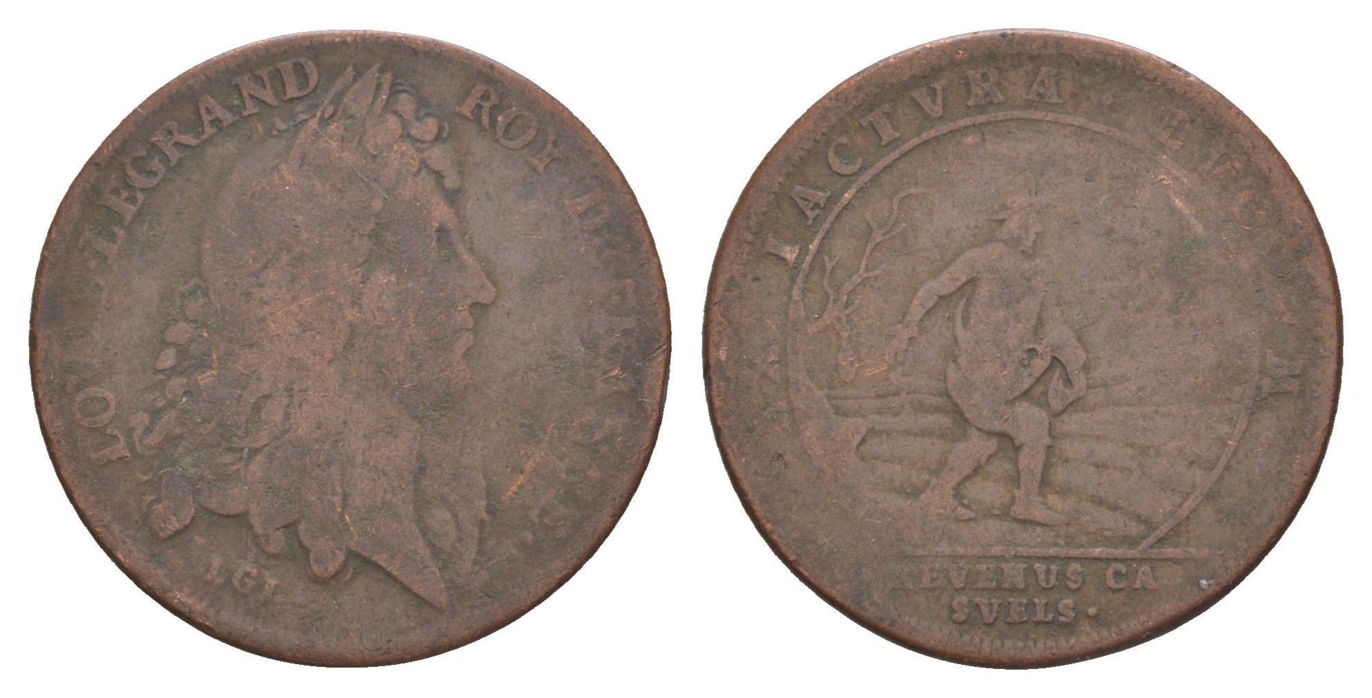 Нюрнберг счетные жетон "Людовик XIV" 1663-1709 Feuardent 2679 медь 1526-721