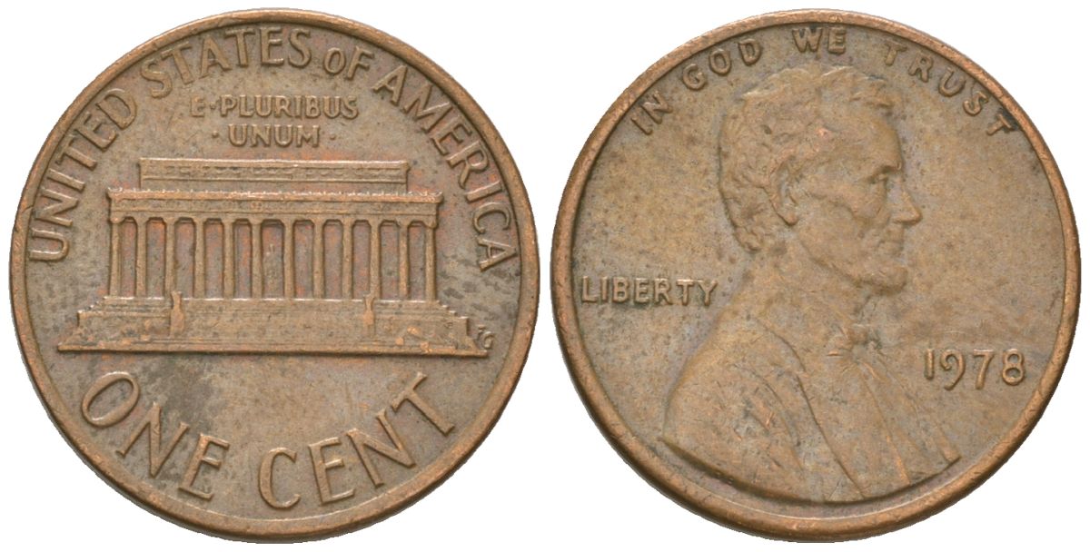 США 1 цент 1978 Линкольн KM 201 медь цинк 4549-663